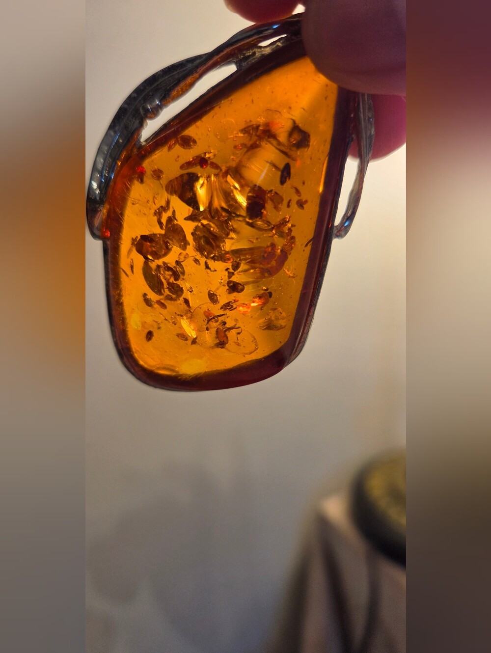 Amber Pendant On Silver Chain - Picture 4 of 12